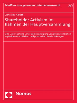 cover image of Shareholder Activism im Rahmen der Hauptversammlung